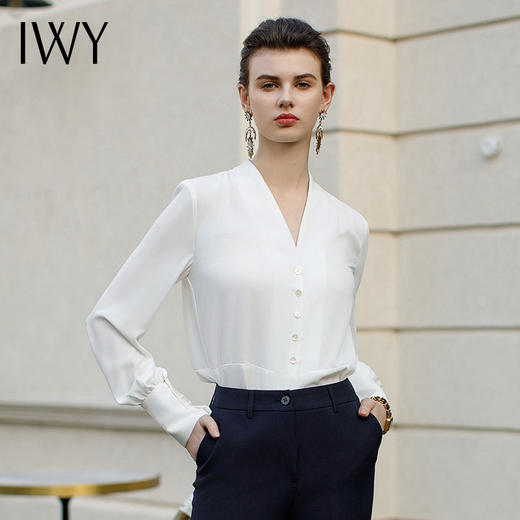 IWY/气质通勤百搭衬衫女春秋款雪纺长袖西装打底衬衣通勤教资面B506 商品图0