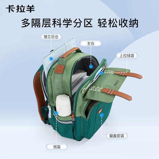 【云朵书包2.0PLUS版】卡拉羊六维防下坠小学生3-6年级20L云朵书包 春日 CX2677 商品图6