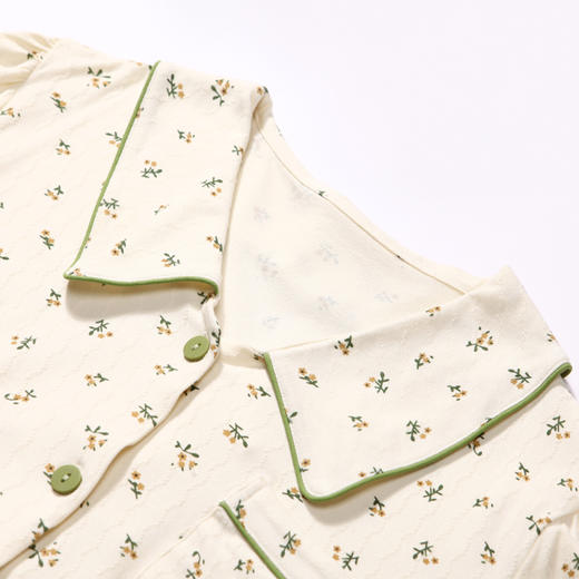 都市丽人生活家居春夏睡衣女针织提花家居服薄款短袖短裤女士针织套装LH41D9 商品图5