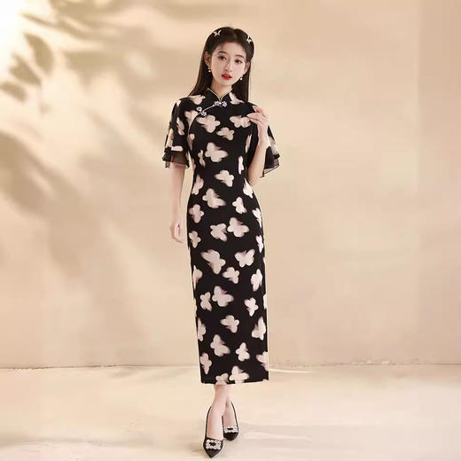 春夏新款，改良旗袍年轻款蝴蝶复古新中式小个子显瘦旗袍XL-24027 商品图4
