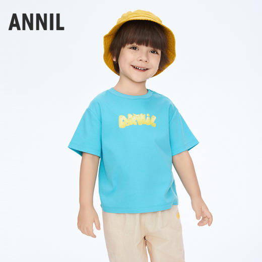 【实体店同款】男童萌趣印花全棉圆领短袖T恤新款安奈儿童装XB411597 商品图0