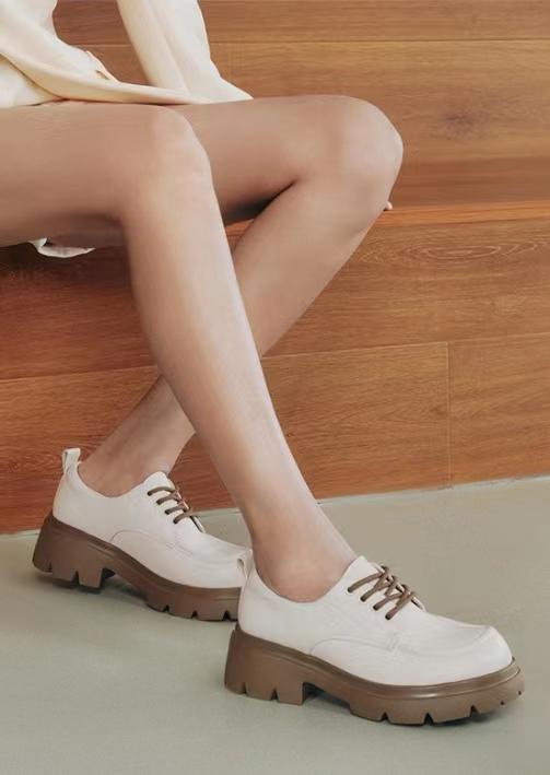 百丽厚底牛津女鞋2024春季新款鞋子黑色小皮鞋 商品图5