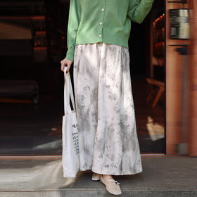 绽放121朵/高支高密棉波点提花米底印花挺阔感旅游穿搭休闲阔腿裤