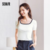 森马内衣女简约内搭短袖上衣可外穿方领修身显瘦打底衫 商品缩略图0