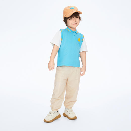 男童清凉POLO衫假两件翻领短袖新款安奈儿童装实体店同款XB411595 商品图3