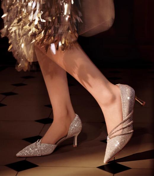 百丽婚鞋晚会细高跟鞋女鞋2024夏季新款鞋子浅口单鞋 商品图0