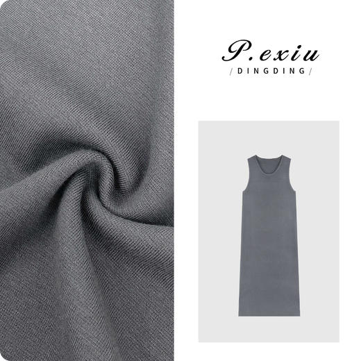 03-4潘依绣丁丁宠粉PanYiXiu/潘依绣极简风气质温柔U领无袖背心连衣裙 ZZ0505 商品图0