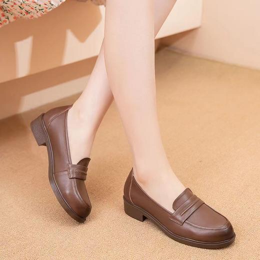 【实付满399送保温杯】【圆头小皮鞋】女2024新款黑色头层牛皮基础款套脚乐福鞋 商品图6