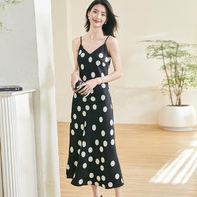 剩S 米思阳2026春季新款别致休闲波点印花连衣裙宽松搭配吊带裙女1022