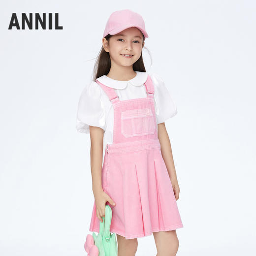 女童泡芙牛仔背带裙新款安奈儿童装实体店同款AG413564 商品图0
