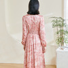剩S/M/XL/XXL 米思阳2026春季新款法式气质收腰连衣裙v领晕染粉色大摆裙子0264 商品缩略图2