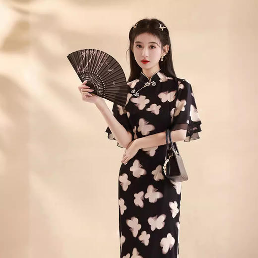 春夏新款，改良旗袍年轻款蝴蝶复古新中式小个子显瘦旗袍XL-24027 商品图3