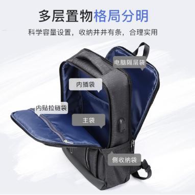 POLO 男士双肩包时尚潮流防溅水尼龙背包大容量电脑包学生高中书包 商品图7