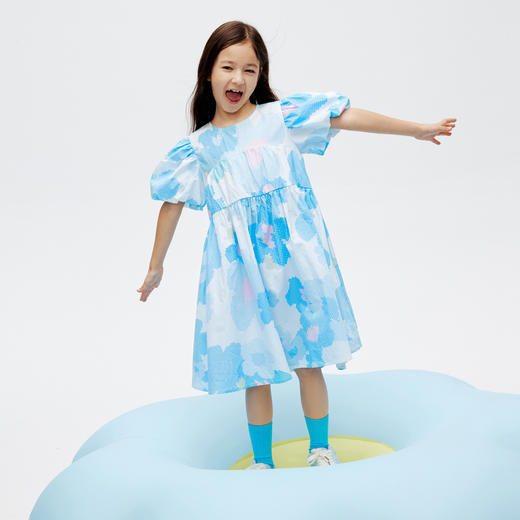 女童纯棉弹力甜美A字裙子短袖连衣裙夏新款安奈儿童装EG423068 商品图3