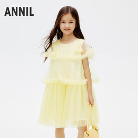 女童连衣裙新款夏仙女风网纱甜美披肩轻薄公主裙子安奈儿童装EG423039