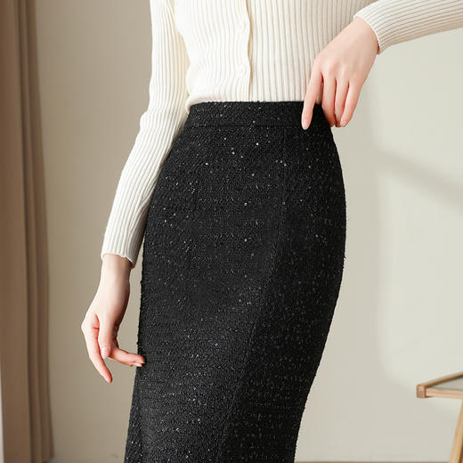长款时尚小香风亮片鱼尾裙，高腰修身气质优雅半身裙MYX-2887 商品图3