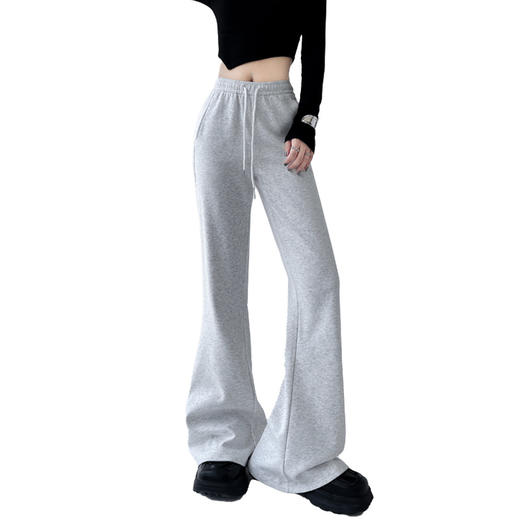 「美式复古风！四色可选」华棉喇叭裤子女春夏修身显瘦运动卫裤休闲垂感拖地马蹄裤下装 商品图4