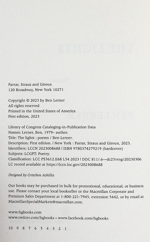 【中商原版】本杰明 勒纳 灯光 The Lights Poems 英文原版 BEN LERNER 诗歌 诗集 托皮卡学校作者 商品图4