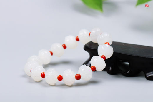 【瑄雅】和田羊脂白玉莲花珠手串 商品图2