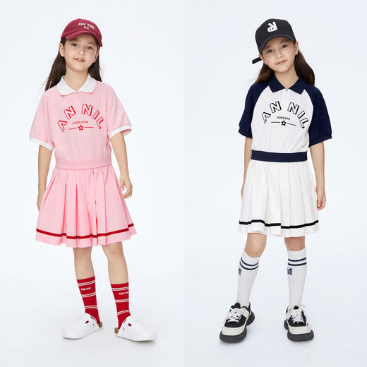 女童假两件POLO裙短袖连衣裙裙子新款安奈儿童装实体店同款AG413558 商品图2