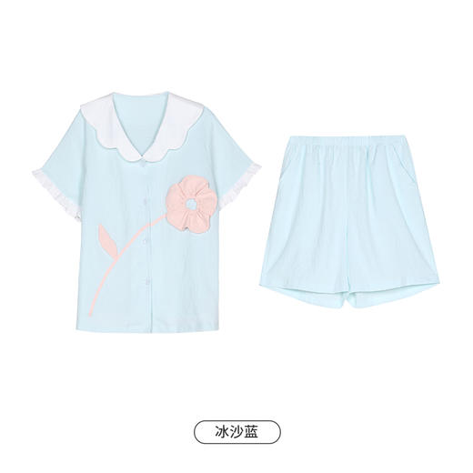 都市丽人好睡好眠春夏睡衣女软绵绵家居服薄款短袖短裤女士软绵绵套装LH41D5 商品图11