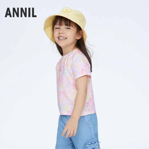 女童弹力保型滑爽圆领短袖针织衫新款安奈儿童装实体店同款XG411627 商品图2