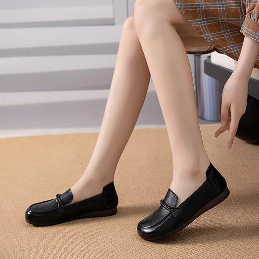 【新款复古工作鞋】头层牛皮浅口圆头平底百搭皮鞋 商品图2