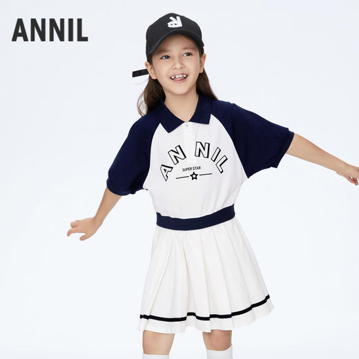 女童假两件POLO裙短袖连衣裙裙子新款安奈儿童装实体店同款AG413558 商品图0