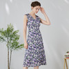 EITIE爱特爱时尚法式紫色印花收腰a字V领无袖连衣裙春季新款A2407315 商品缩略图3