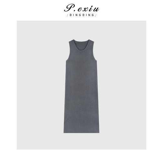 03-4潘依绣丁丁宠粉PanYiXiu/潘依绣极简风气质温柔U领无袖背心连衣裙 ZZ0505 商品图1