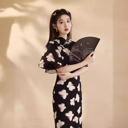 春夏新款，改良旗袍年轻款蝴蝶复古新中式小个子显瘦旗袍XL-24027 商品图2
