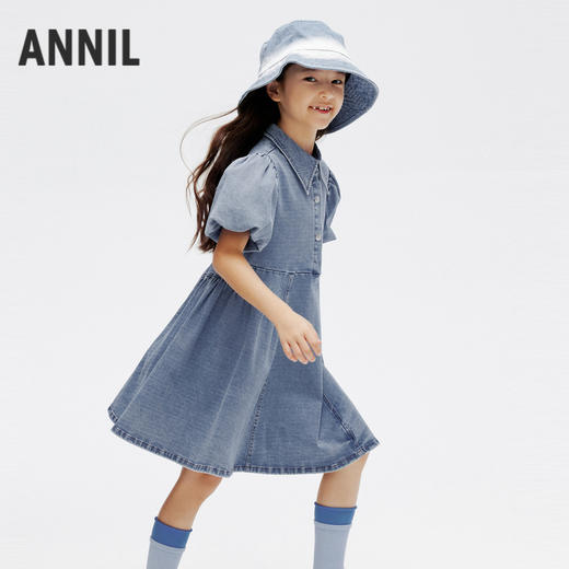 女童软牛仔连衣裙新款夏甜美弹力宽松透气挺括时尚安奈儿童装EG423041 商品图1