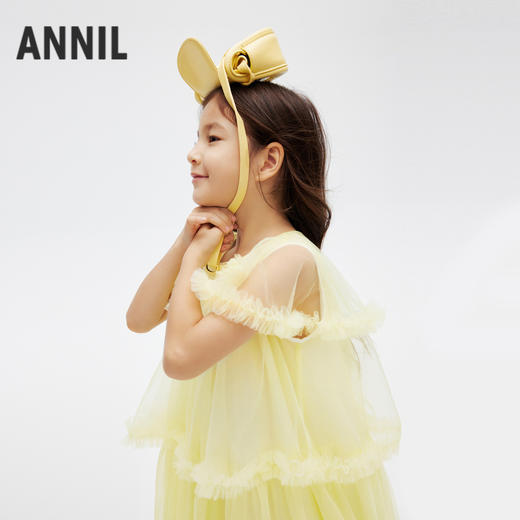 女童连衣裙新款夏仙女风网纱甜美披肩轻薄公主裙子安奈儿童装EG423039 商品图1