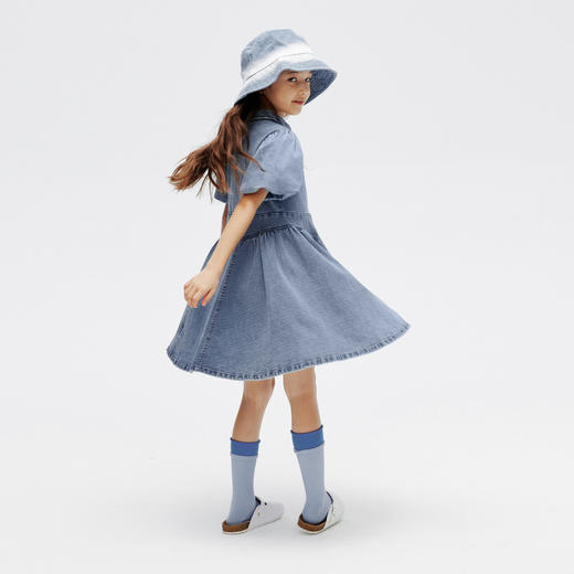 女童软牛仔连衣裙新款夏甜美弹力宽松透气挺括时尚安奈儿童装EG423041 商品图3