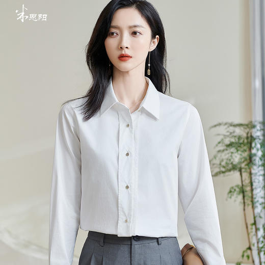 米思阳2025春春季新款气质通勤白色衬衫高级感纯棉宽松上衣女0855 商品图0