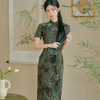 文艺复古风，春夏季新款牛奶丝植绒优雅气质旗袍老上海旗袍连衣裙HYM-23549 商品缩略图3
