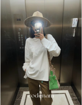 老米优品/JI简系列❤黑白2色~~ 随性松弛感《基础款口袋设计宽松长袖T》纯色圆领叠搭单穿绝绝子！