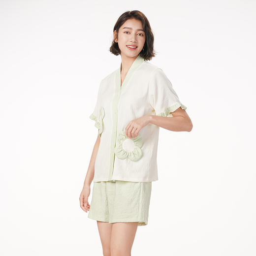 都市丽人生活家居春夏睡衣女软绵绵家居服薄款短袖短裤女士软绵绵套装LH41E1 商品图2