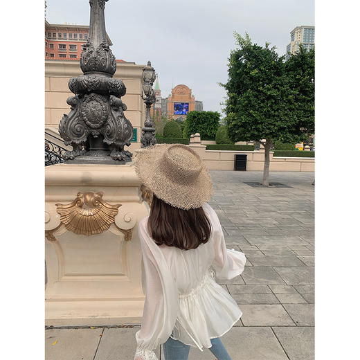 金蘑菇菇  巴黎人序曲/ 重磅天丝浪漫法式衬衫 V领收腰设计感衬衫 商品图2