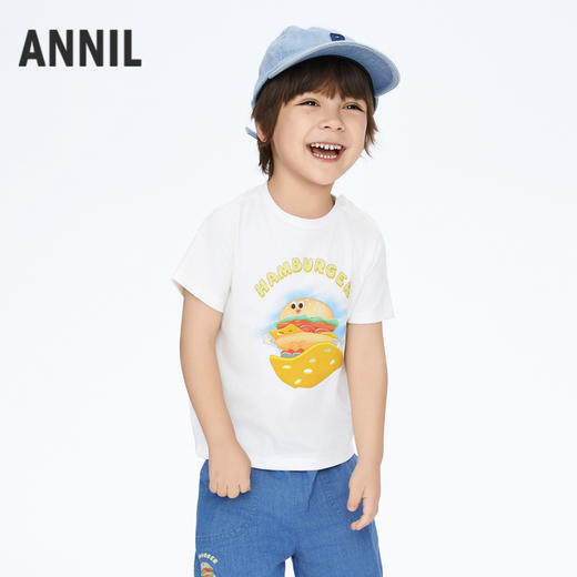 男童亲肤弹力圆领短袖针织衫新款安奈儿童装实体店同款XB411598 商品图0