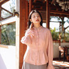 绽放089朵/高端光泽感亚麻棉新中式立领长袖微喇叭袖文艺棉麻衬衫 商品缩略图0