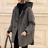 雀说 外套女早春格子宽松连帽显瘦毛呢大衣4ZF-022605 商品缩略图0