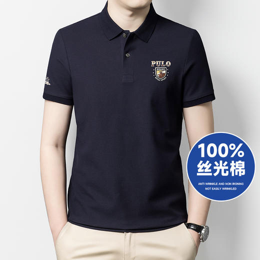 【100%丝光棉】【新款DG】大依优型大码短袖Polo衫前胸印花翻领加肥加大男士大号弹力透气舒适半袖夏装 商品图0