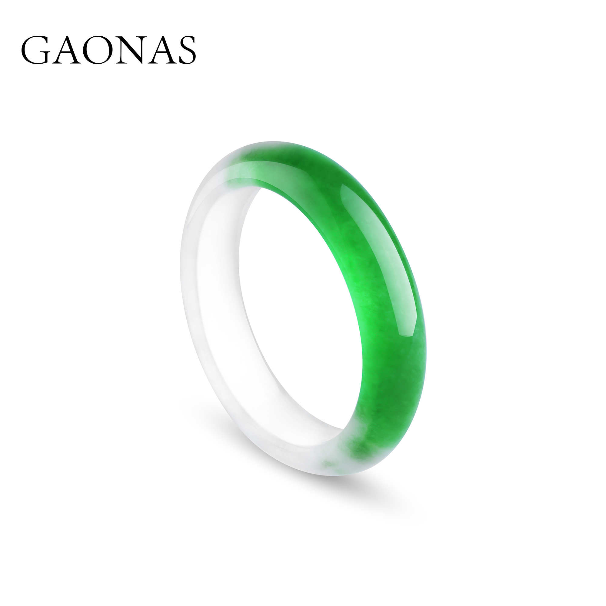 GAONAS 非金属合成锆石手镯 半山半水 国风时尚富婆绿手镯10345SG