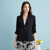 EITIE爱特爱气质干练通勤抽褶七分袖黑色修身西装外套夏新款B2403302 商品缩略图3