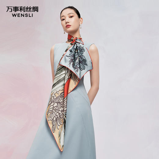 万事利“印象涂鸦”88厘米双面印花大方巾 商品图0