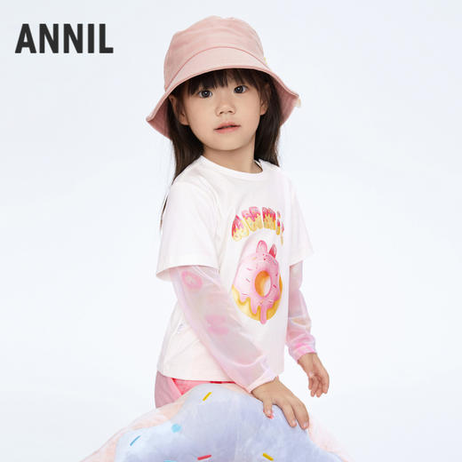 【实体店同款】女童假两件拼接长袖T恤新款安奈儿童装XG411622 商品图2