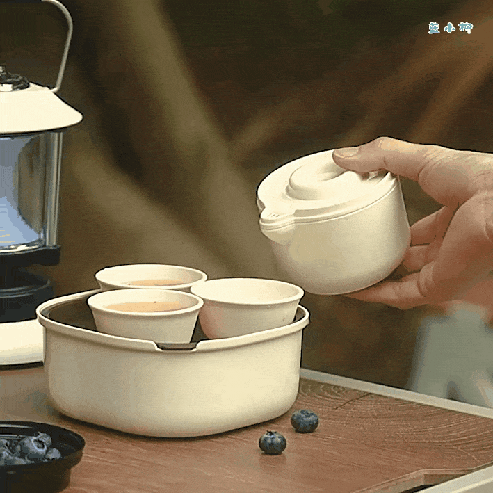 【户外旅行便携茶具5件套】春季郊游出差办公旅行必备创意快客杯茶具 茶盘茶壶茶杯套装 让露营野餐烧烤更有品味 食品级PP材质耐高温功夫茶具