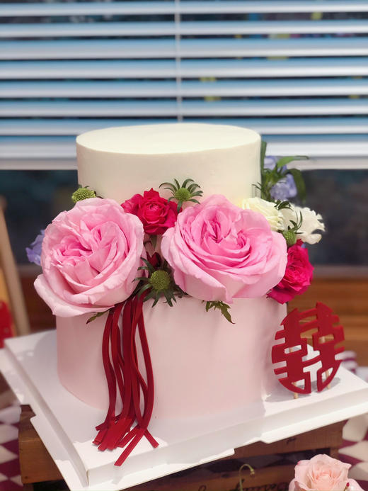 双层结婚鲜花奶油蛋糕 下单前请仔细阅读商品详情 商品图0