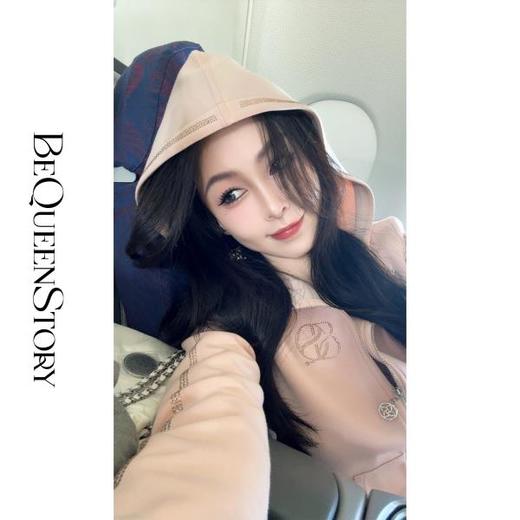 bequeenstory【法式街头】减龄气质显瘦休闲百搭烫钻运动连帽套装 商品图3